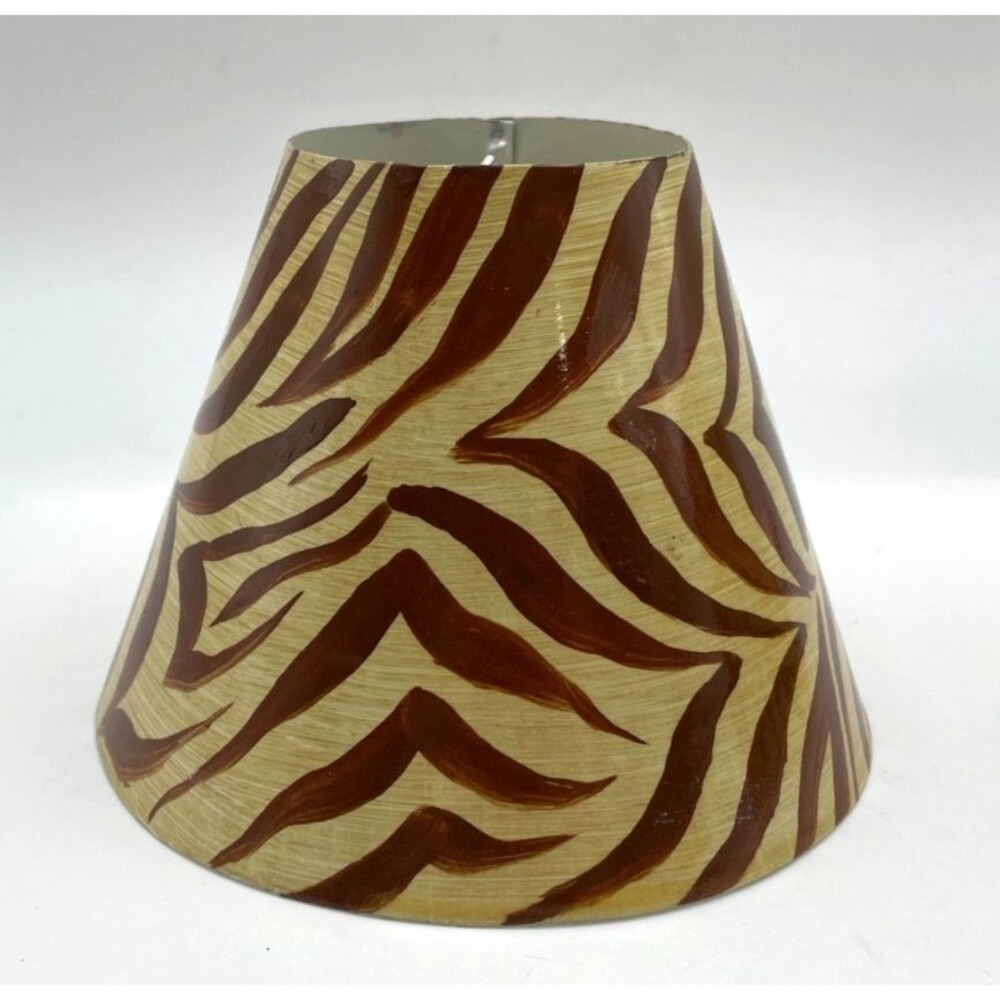 2 Ballard Designs ? Hand Painted Zebra Pattern Metal Chandelier Shades Brown